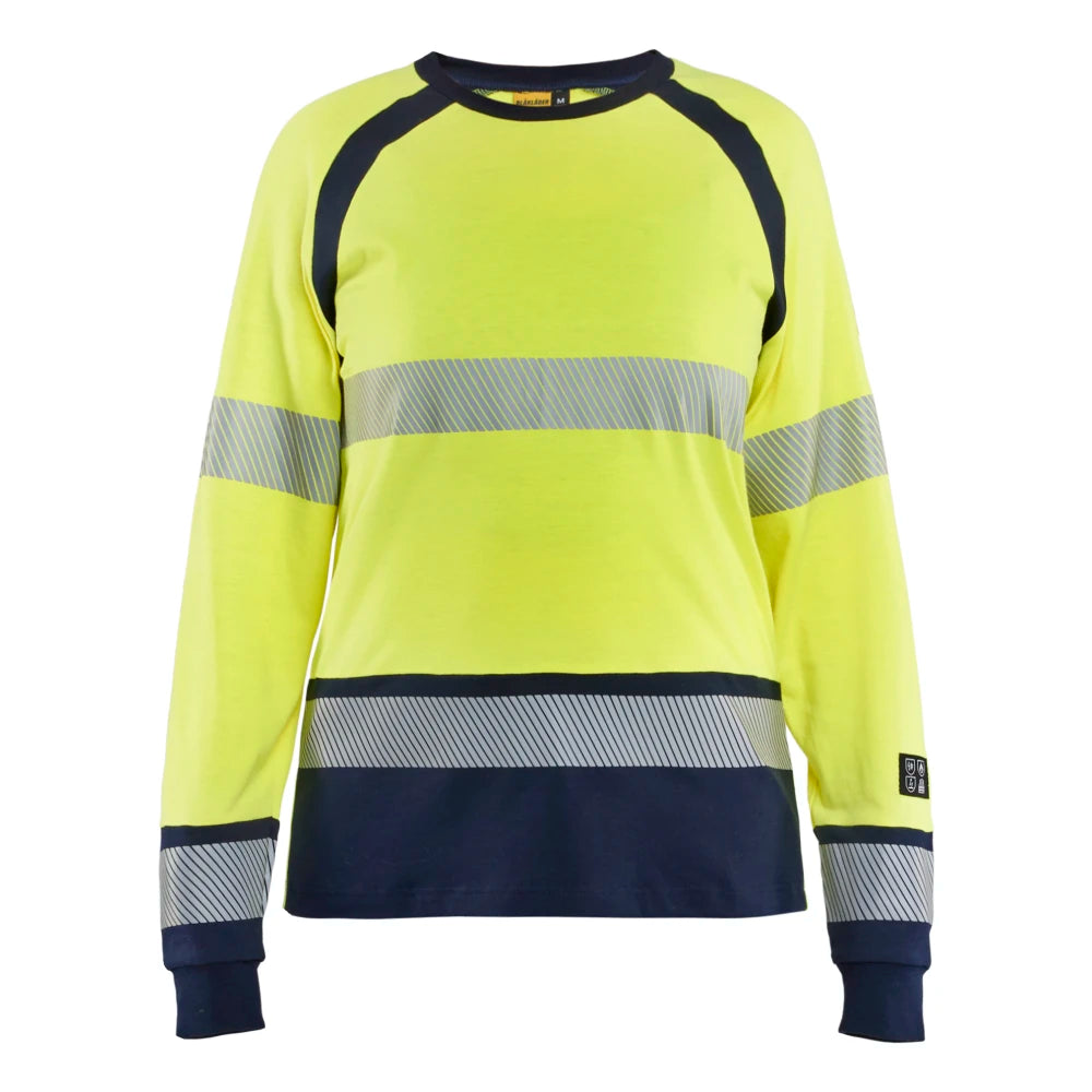 Blaklader 3437 1737 Dames Multinorm T-Shirt Lange Mouwen High Vis Geel Marineblauw