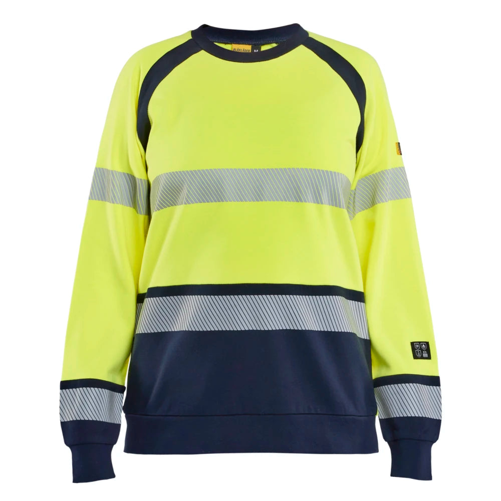 Blaklader 3454 1762 Dames Multinorm Sweatshirt High Vis Geel Marineblauw