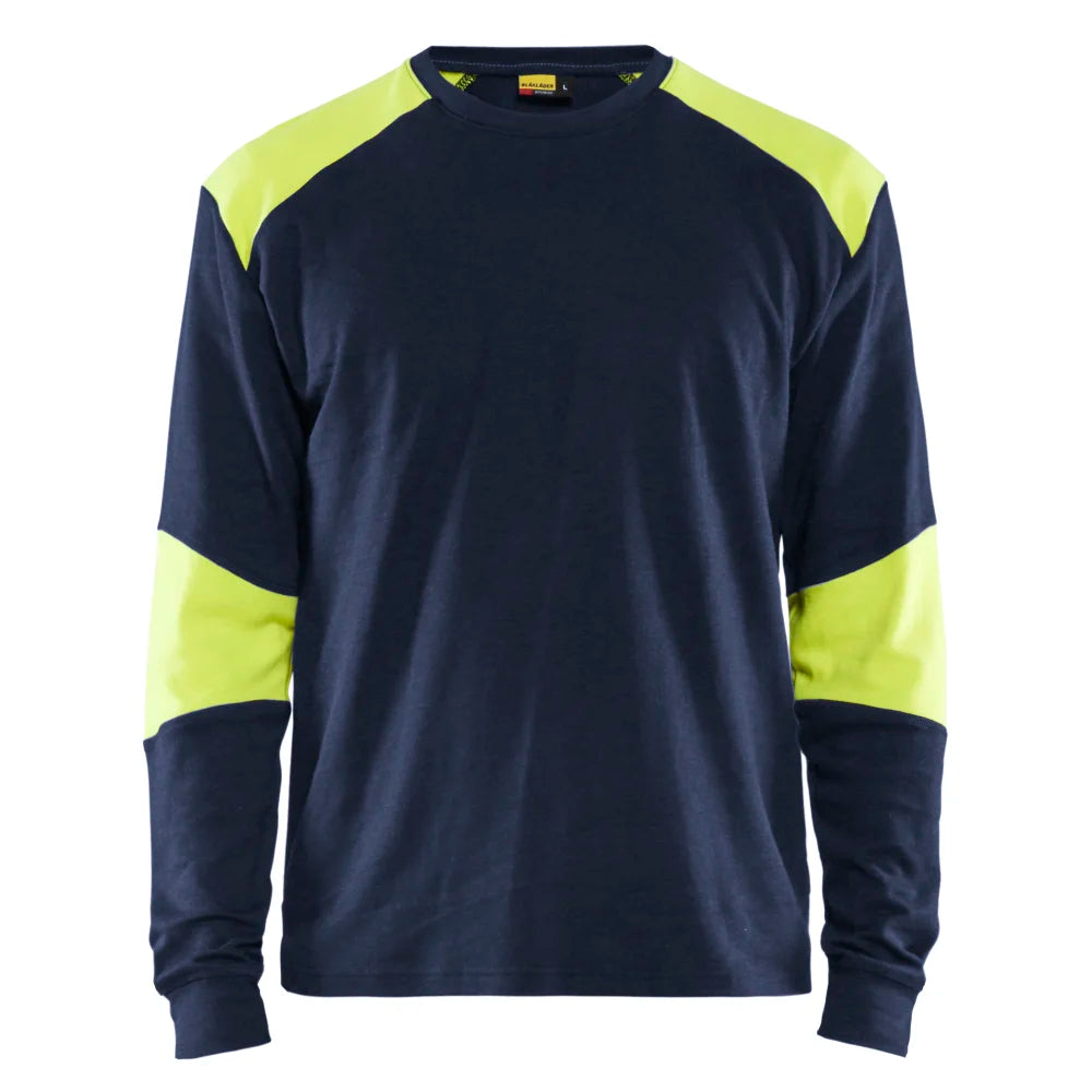 Blaklader 3457 1761 Vlamvertragend T-Shirt Lange Mouwen Marine High Vis Geel