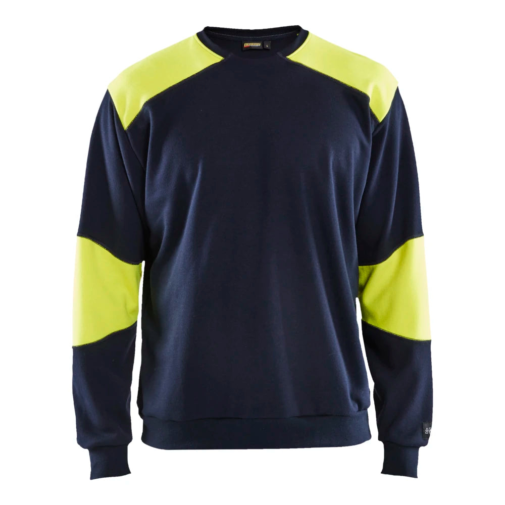 Blaklader 3458 1762 Vlamvertragend Sweatshirt Marine High Vis Geel