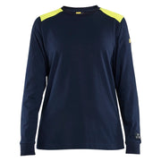 Blaklader 3467 1737 Dames Vlamvertragend T-Shirt Lange Mouwen Marine High Vis Geel