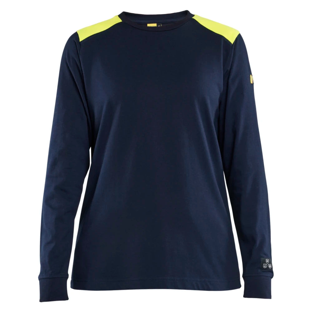 Blaklader 3467 1737 Dames Vlamvertragend T-Shirt Lange Mouwen Marine High Vis Geel