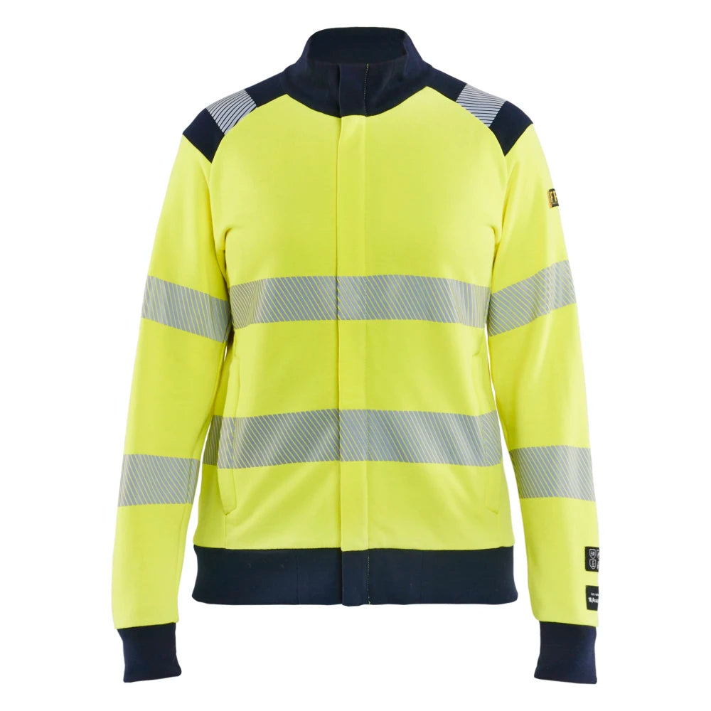 Blaklader 3471 1762 Dames Multinorm Sweatshirt Met Rits High Vis Geel Marineblauw
