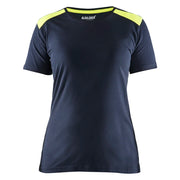 Blaklader 3479 1042 Dames T-Shirt Bi-Colour Donker Marineblauw High Vis Geel