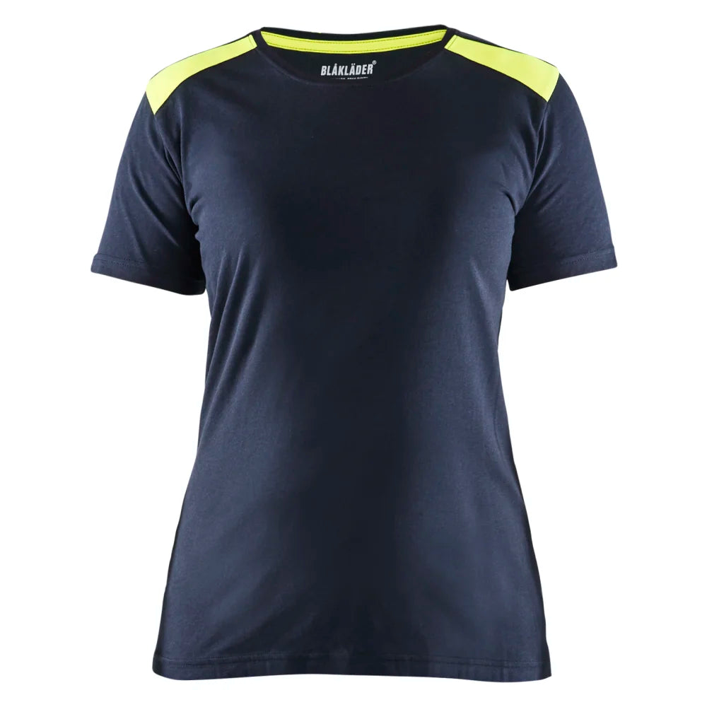 Blaklader 3479 1042 Dames T-Shirt Bi-Colour Donker Marineblauw High Vis Geel