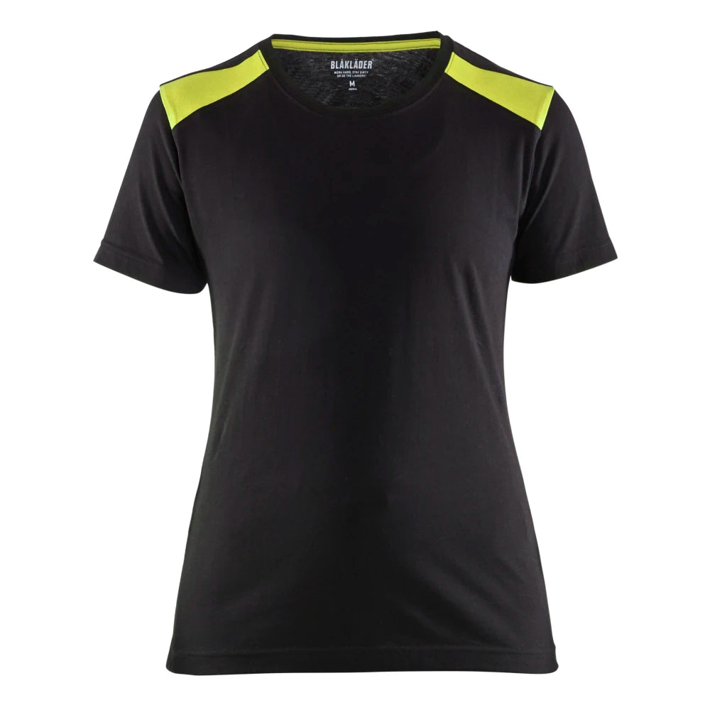 Blaklader 3479 1042 Dames T-Shirt Bi-Colour Zwart High Vis Geel