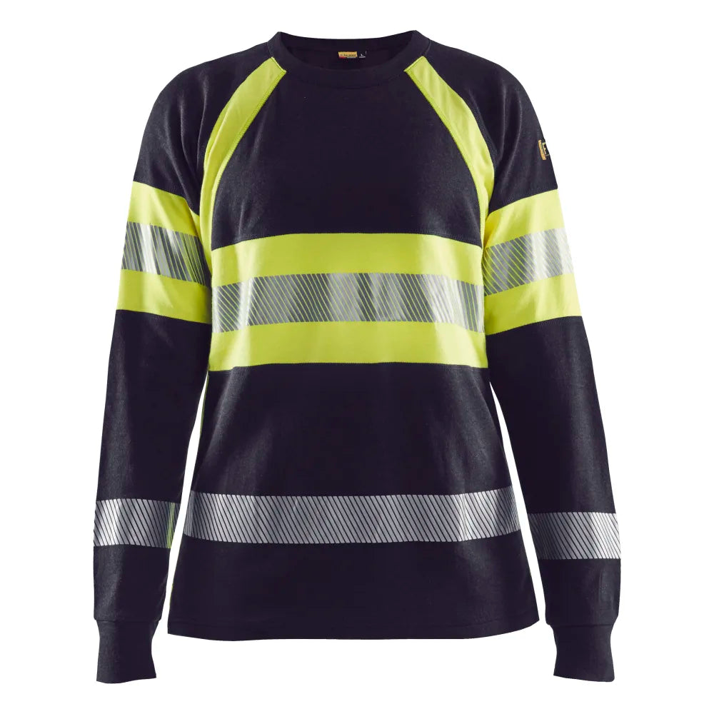 Blaklader 3494 1761 Dames Vlamvertragend T-Shirt Lange Mouwen Marine High Vis Geel