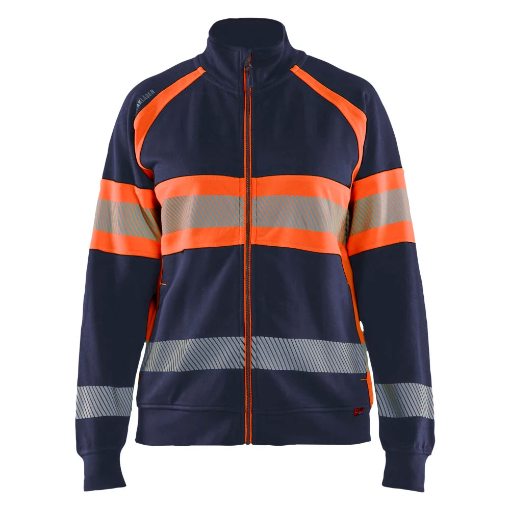 Blaklader 3505 1158 Dames Sweatshirt Met Rits High Vis Marineblauw Oranje