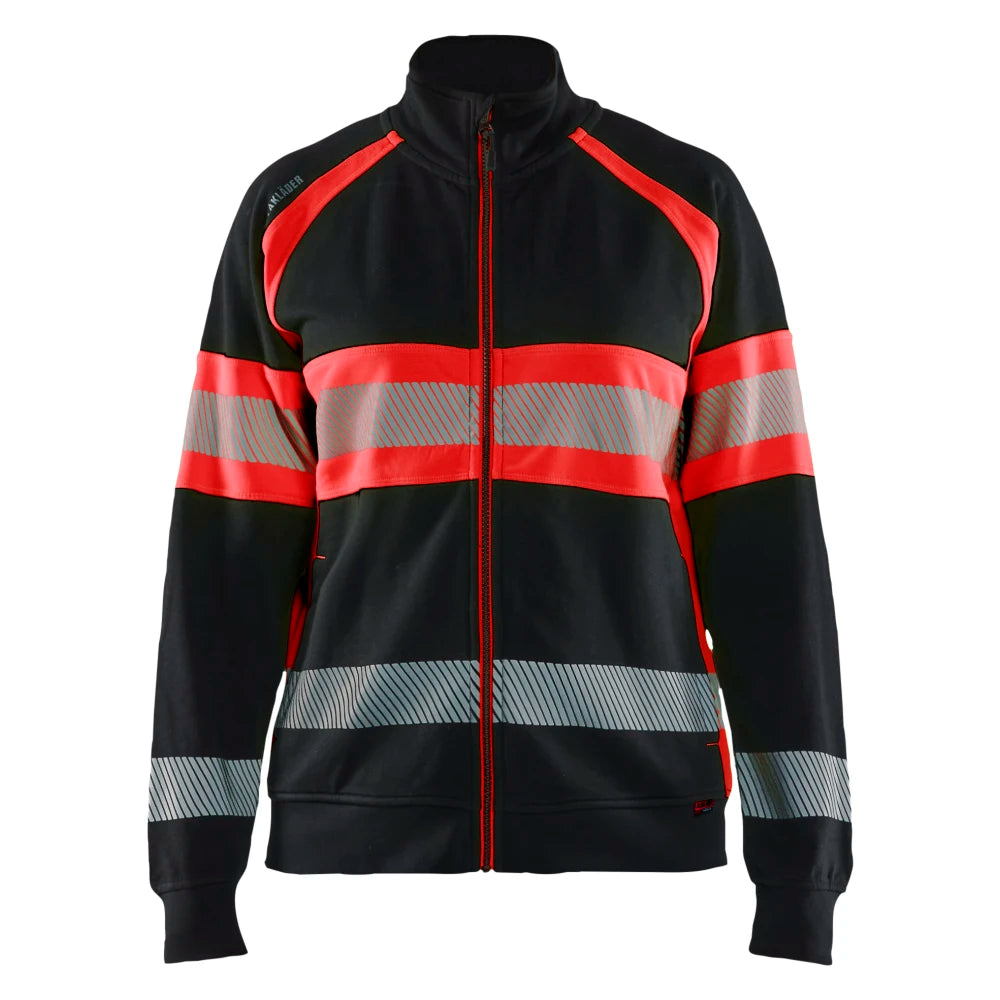 Blaklader 3505 1158 Dames Sweatshirt Met Rits High Vis Zwart High Vis Rood