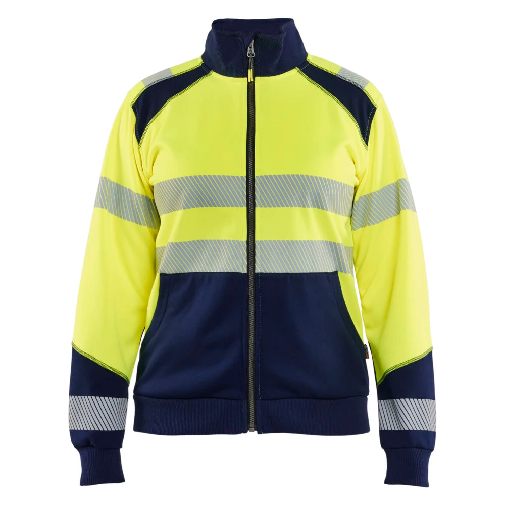 Blaklader 3508 2528 Dames Sweatshirt Met Rits High Vis High Vis Geel Marineblauw