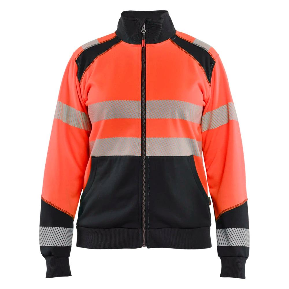 Blaklader 3508 2528 Dames Sweatshirt Met Rits High Vis High Vis Rood Zwart