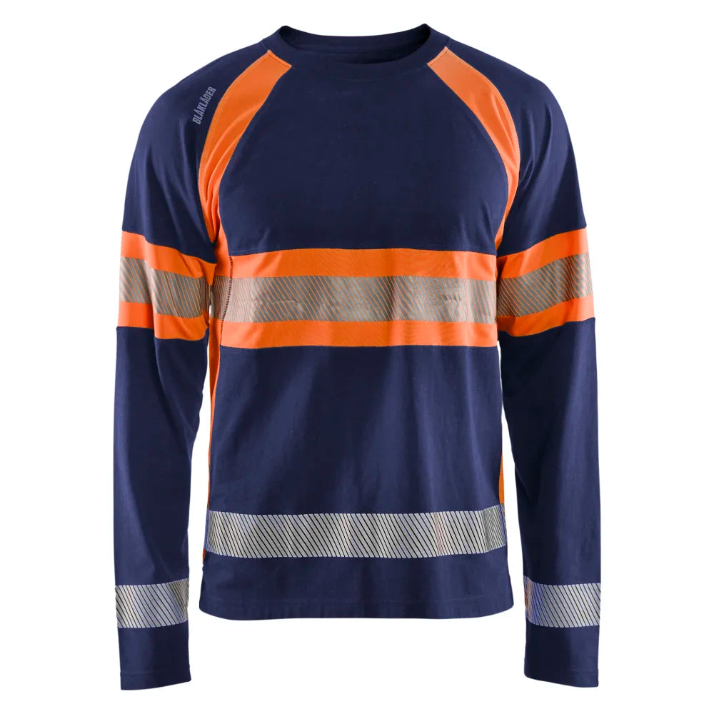 Blaklader 3510 1030 T-Shirt Lange Mouwen High Vis Marineblauw Oranje