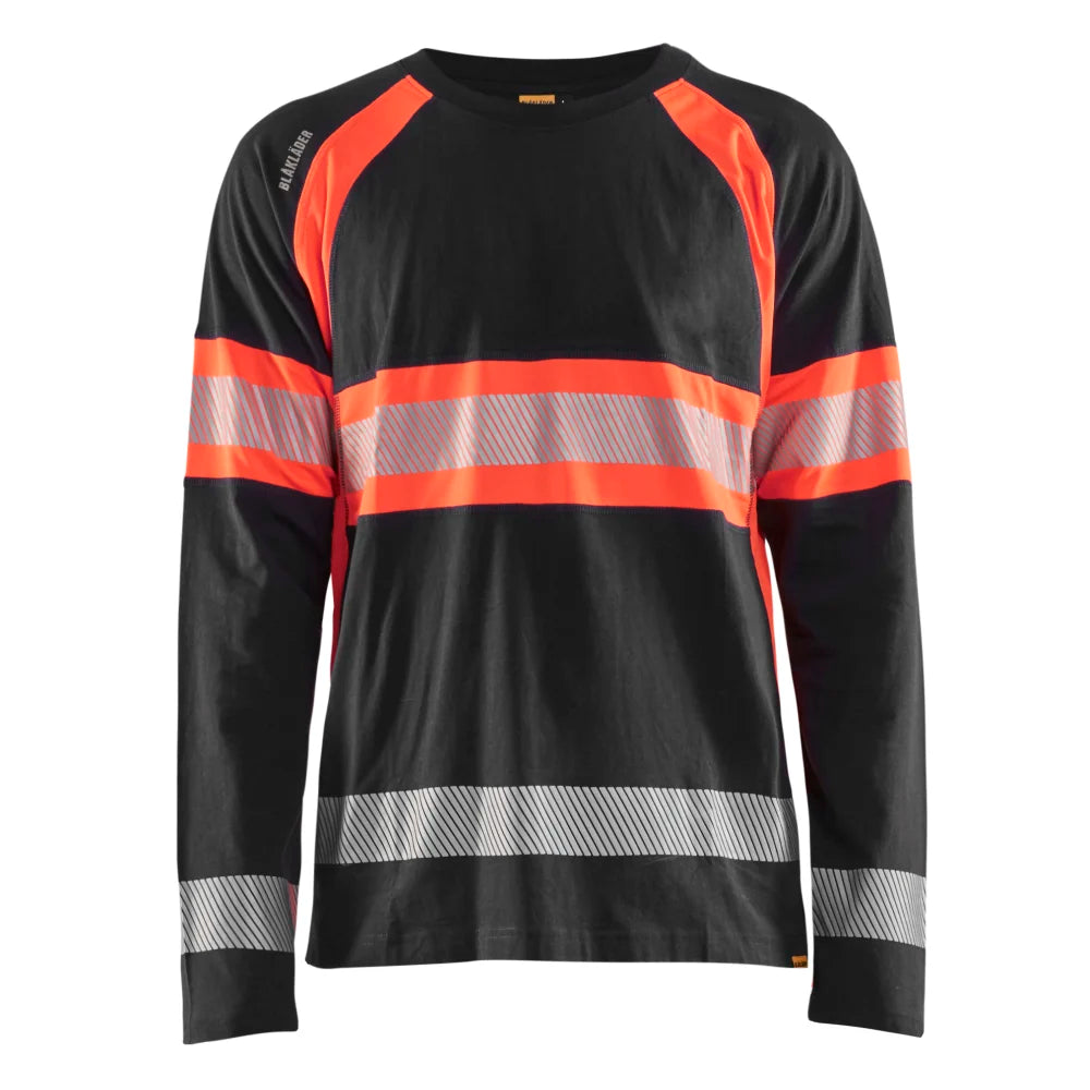 Blaklader 3510 1030 T-Shirt Lange Mouwen High Vis Zwart High Vis Rood