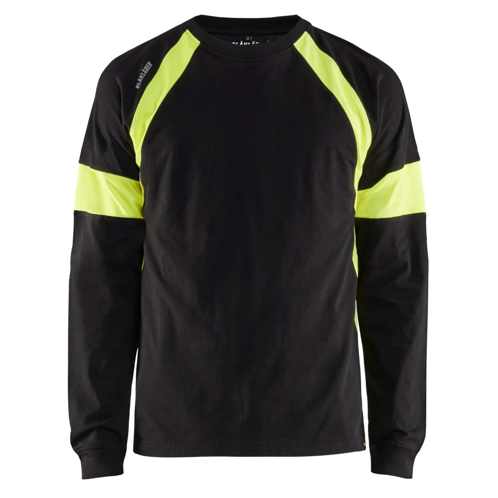 Blaklader 3520 1030 T-Shirt Lange Mouwen Visible Zwart High Vis Geel