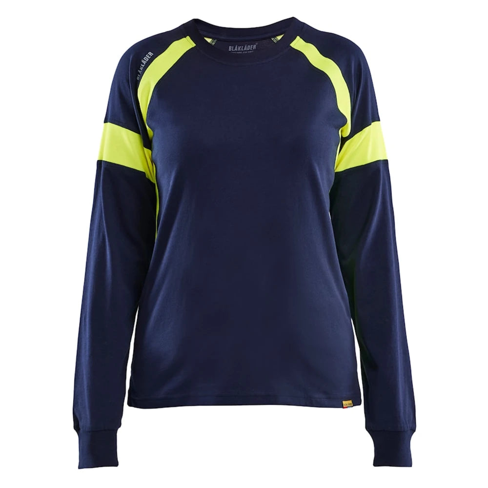 Blaklader 3521 1030 Dames T-Shirt Lange Mouwen Visible Marine High Vis Geel