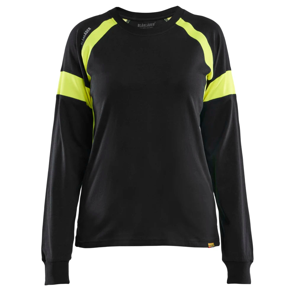 Blaklader 3521 1030 Dames T-Shirt Lange Mouwen Visible Zwart High Vis Geel