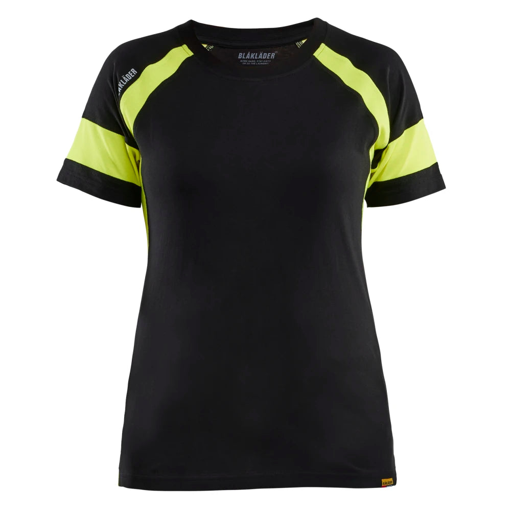 Blaklader 3524 1030 Dames T-Shirt Visible Zwart High Vis Geel