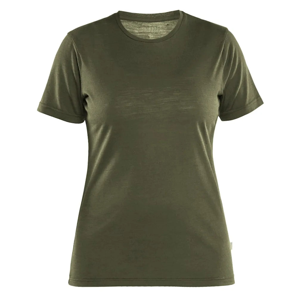 Blaklader 3537 1743 Dames T-Shirt Merinowol Donker Herfstgroen