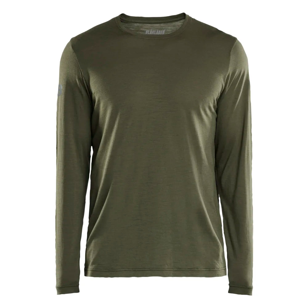 Blaklader 3538 1743 T-Shirt Lange Mouwen Merinowol Donker Herfstgroen