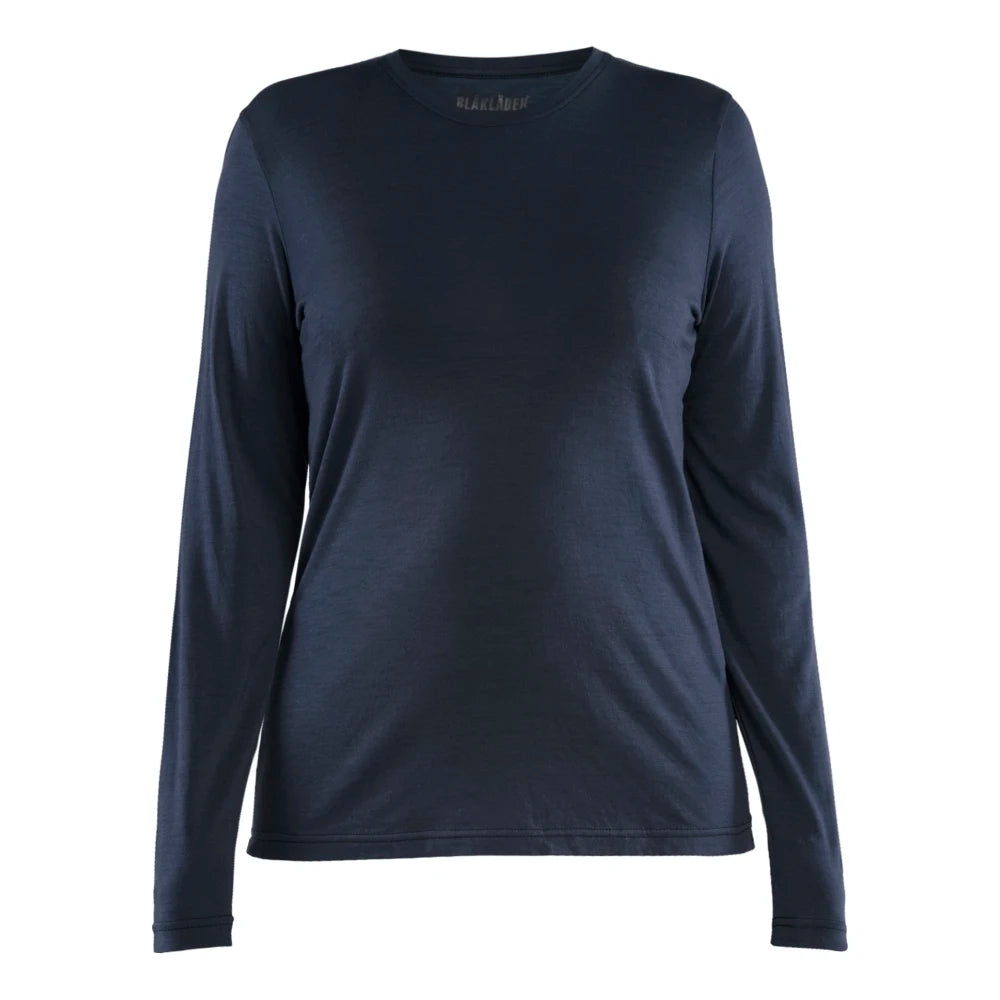 Blaklader 3539 1743 Dames T-Shirt Met Lange Mouwen Merinowol Donker Marineblauw