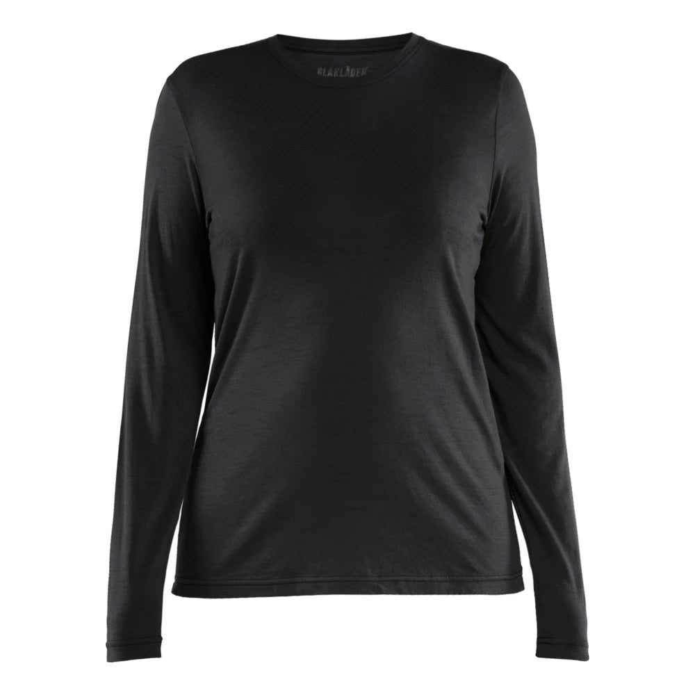 Blaklader 3539 1743 Dames T-Shirt Met Lange Mouwen Merinowol Zwart