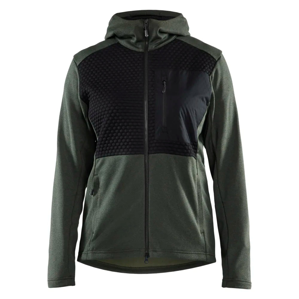 Blaklader 3542 2533 Dames Hooded Sweatshirt Met Rits Herfstgroen Zwart
