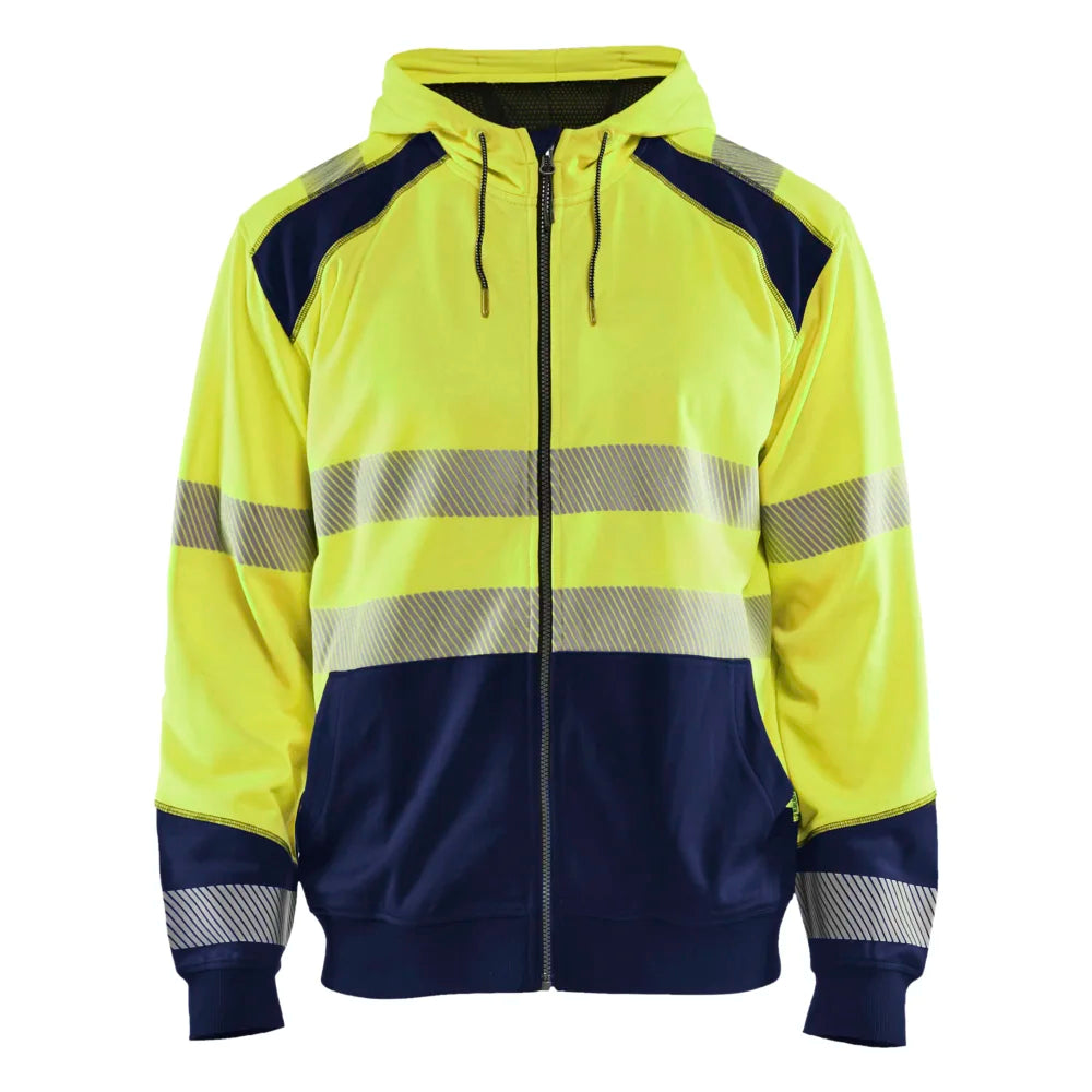 Blaklader 3546 2528 Hooded Sweatshirt Met Rits High Vis High Vis Geel Marineblauw