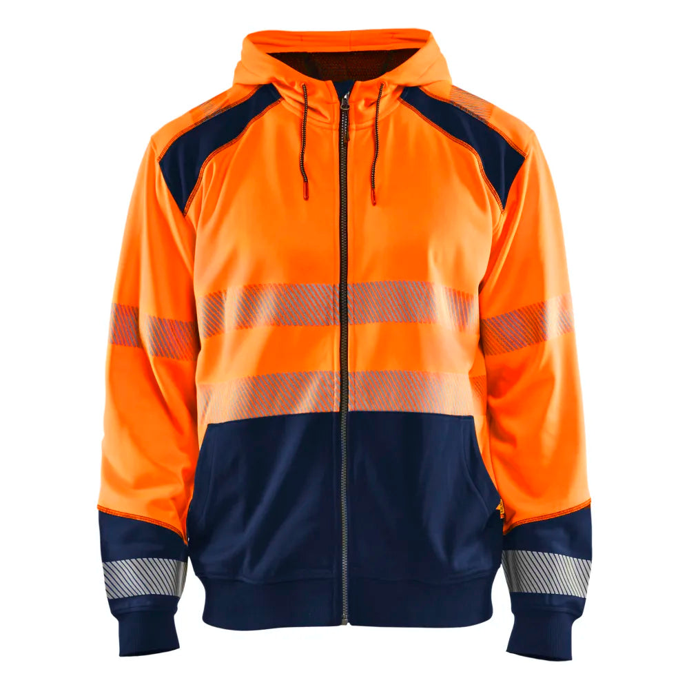 Blaklader 3546 2528 Hooded Sweatshirt Met Rits High Vis High Vis Oranje Marineblauw