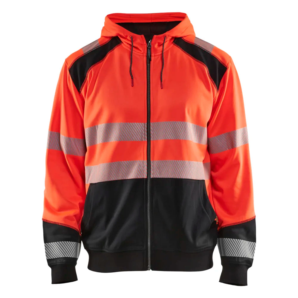 Blaklader 3546 2528 Hooded Sweatshirt Met Rits High Vis High Vis Rood Zwart