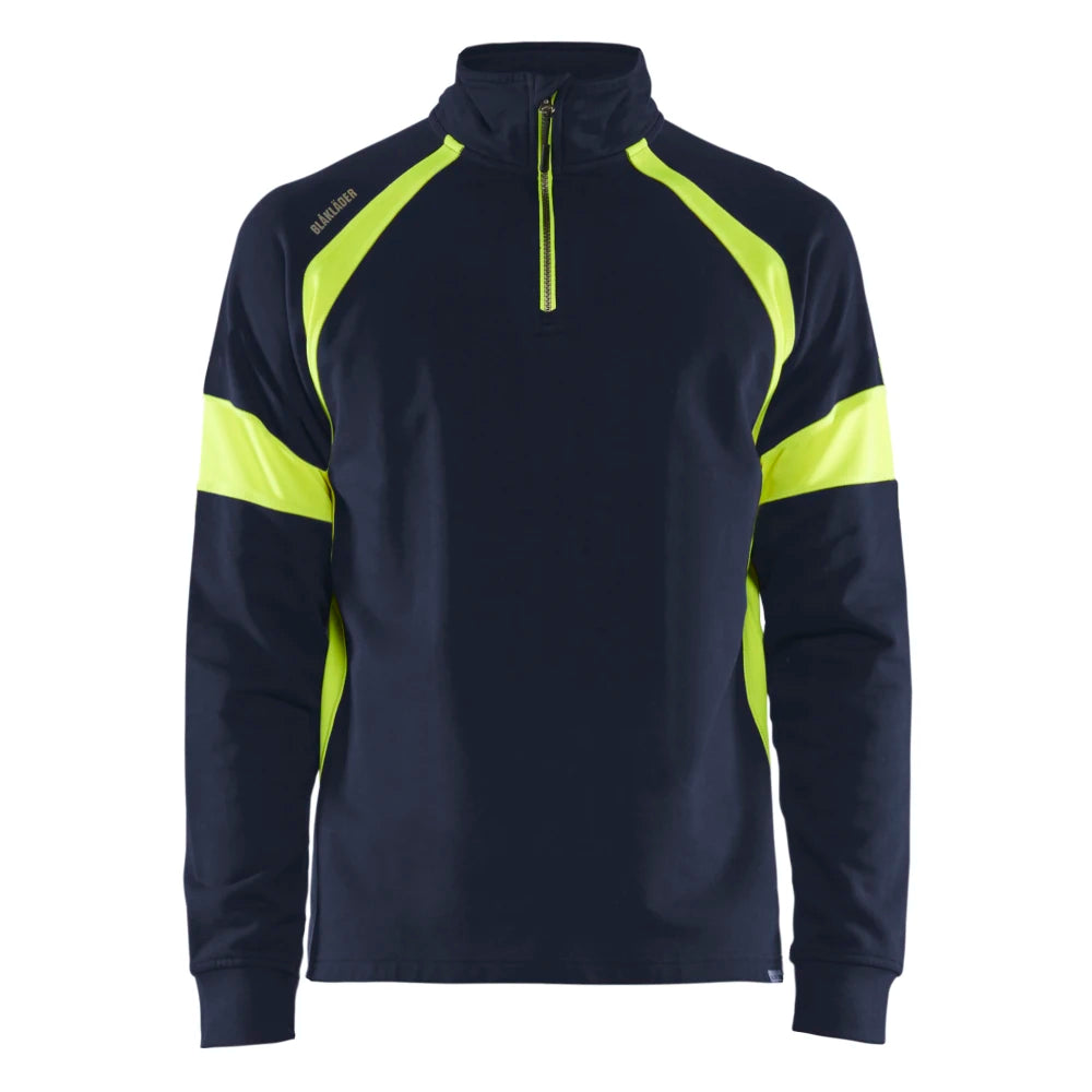 Blaklader 3550 1158 Sweatshirt Met Halve Rits Visible Marine High Vis Geel