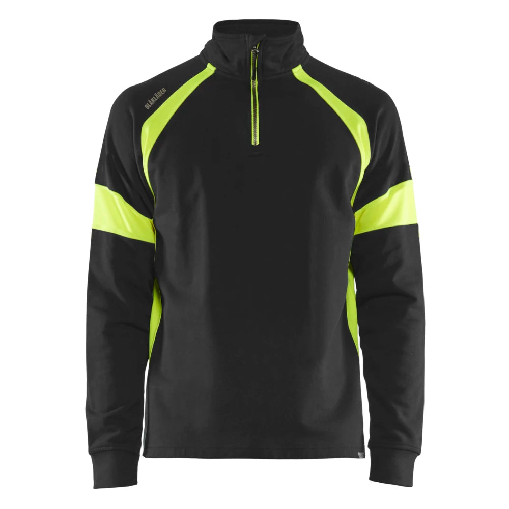 Blaklader 3550 1158 Sweatshirt Met Halve Rits Visible Zwart High Vis Geel
