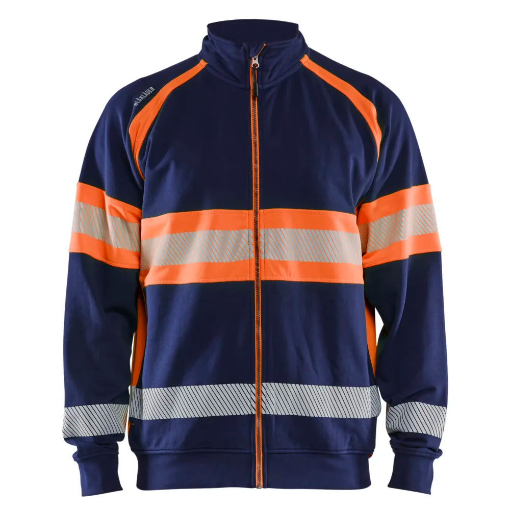 Blaklader 3551 1158 Sweatshirt Met Rits High Vis Marineblauw Oranje