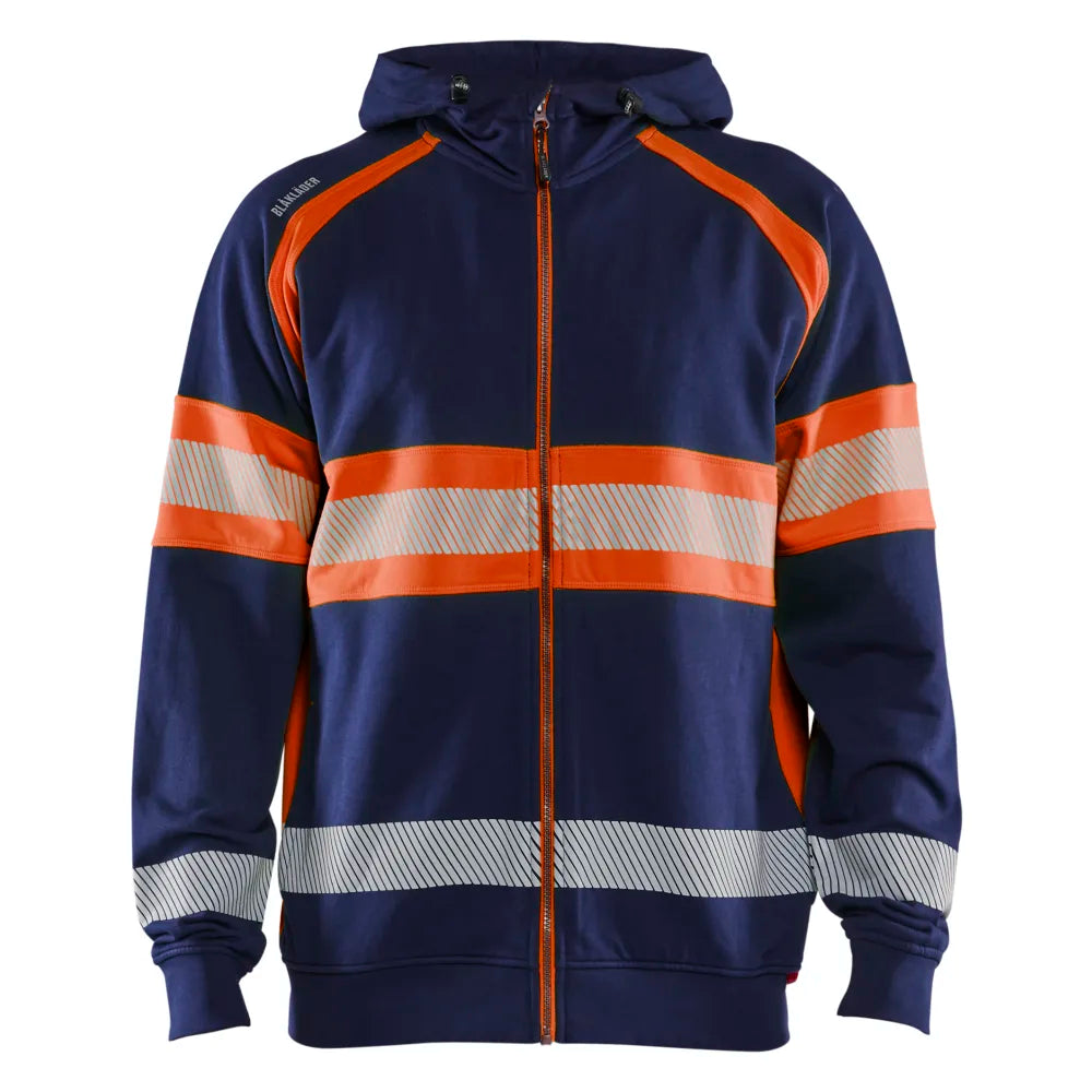 Blaklader 3552 1158 Hooded Sweatshirt Met Rits High Vis Marineblauw Oranje