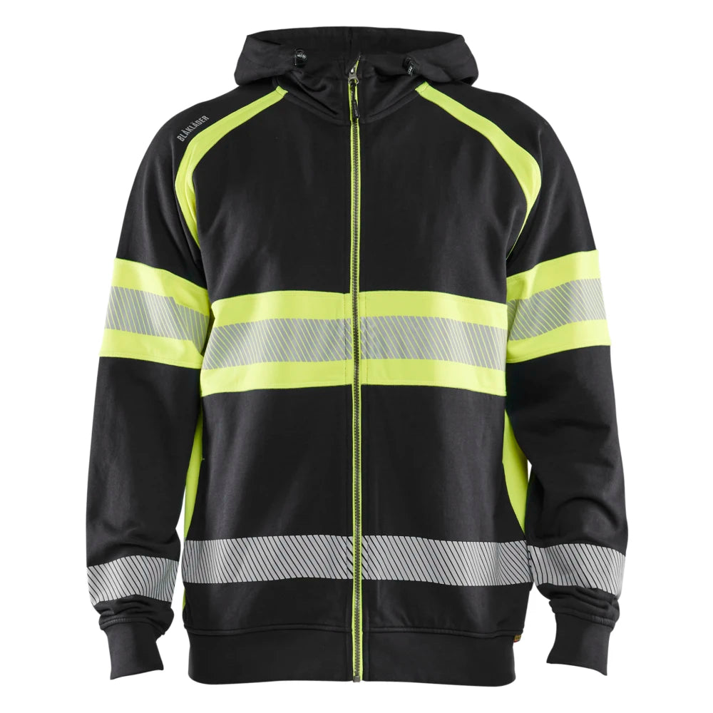 Blaklader 3552 1158 Hooded Sweatshirt Met Rits High Vis Zwart High Vis Geel