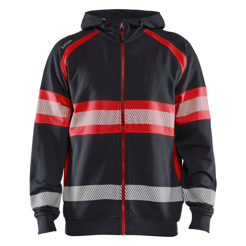 Blaklader 3552 1158 Hooded Sweatshirt Met Rits High Vis Zwart High Vis Rood