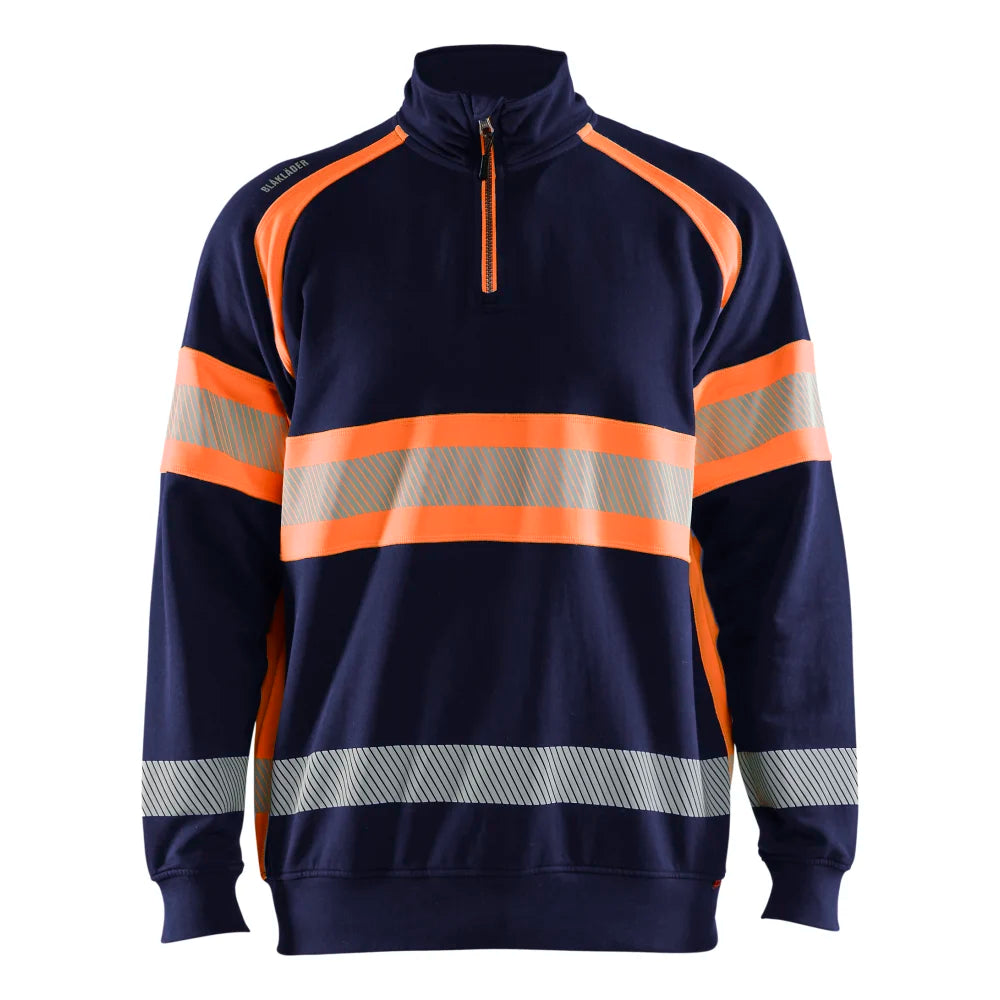 Blaklader 3553 1158 Sweatshirt Met Halve Rits High Vis Marineblauw Oranje