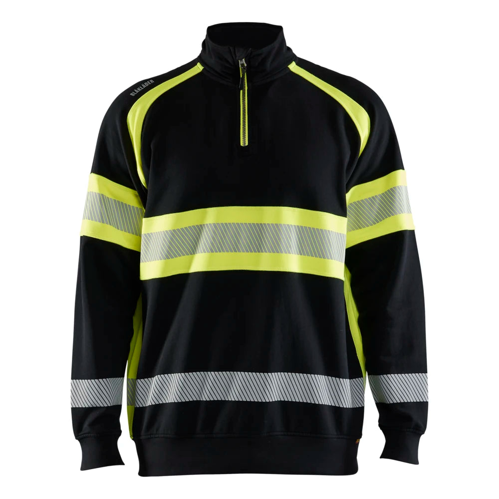 Blaklader 3553 1158 Sweatshirt Met Halve Rits High Vis Zwart High Vis Geel