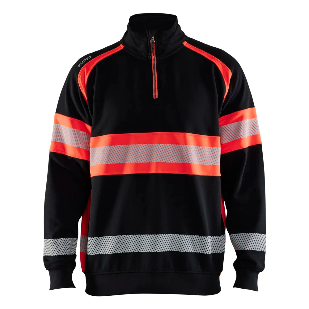 Blaklader 3553 1158 Sweatshirt Met Halve Rits High Vis Zwart High Vis Rood