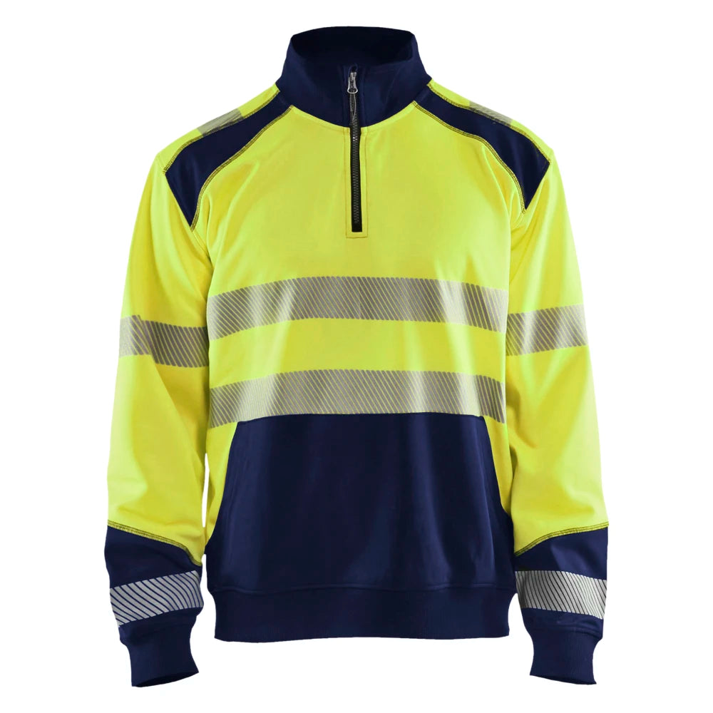 Blaklader 3556 2528 Sweatshirt Met Halve Rits High Vis High Vis Geel Marineblauw