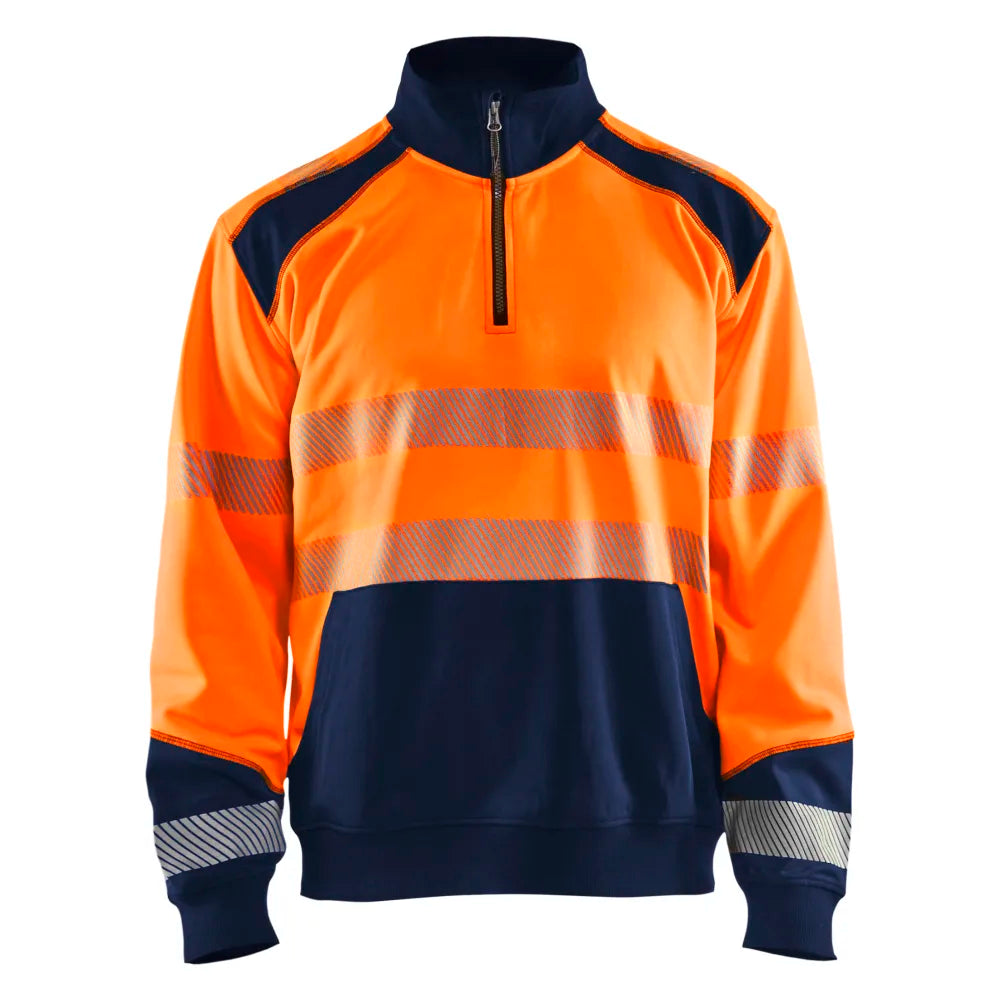 Blaklader 3556 2528 Sweatshirt Met Halve Rits High Vis High Vis Oranje Marineblauw