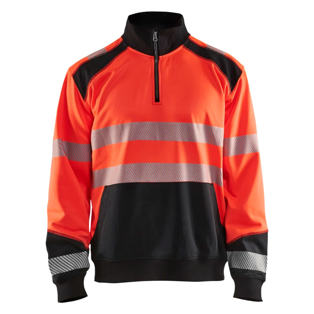 Blaklader 3556 2528 Sweatshirt Met Halve Rits High Vis High Vis Rood Zwart