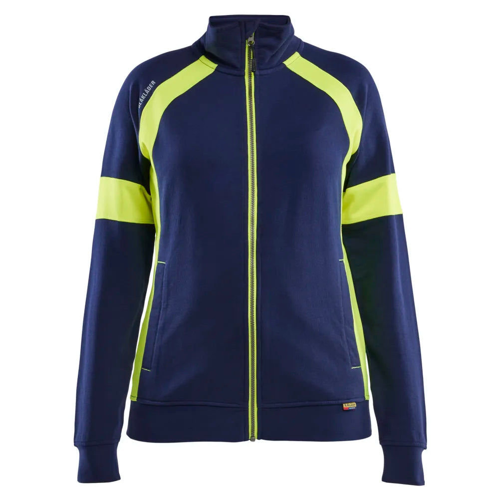 Blaklader 3568 1158 Dames Sweatshirt Met Rits Visible Marine High Vis Geel