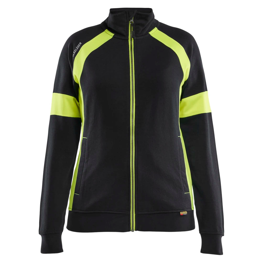 Blaklader 3568 1158 Dames Sweatshirt Met Rits Visible Zwart High Vis Geel