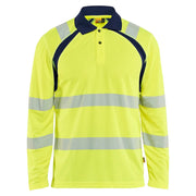 Blaklader 3598 1013 Uv-Poloshirt Lange Mouwen High Vis High Vis Geel Marineblauw