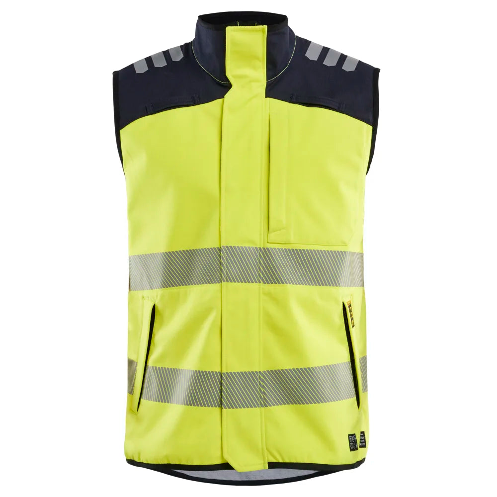 Blaklader 3849 1560 Apc 2 Multinorm Softshell Bodywarmer High Vis Geel Marineblauw