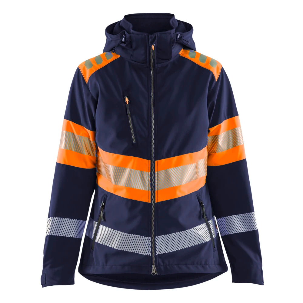 Blaklader 4404 2513 Dames Softshell Jack High Vis Marineblauw Oranje