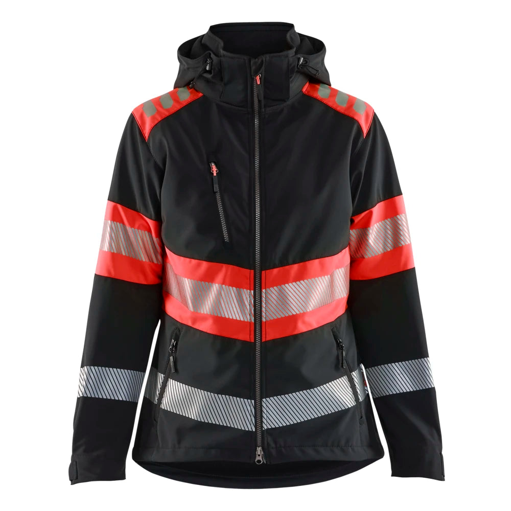 Blaklader 4404 2513 Dames Softshell Jack High Vis Zwart High Vis Rood