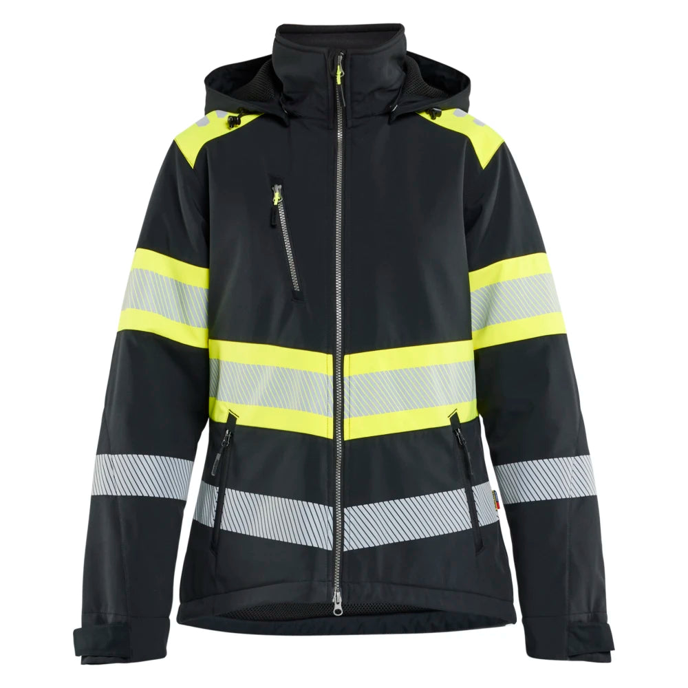 Blaklader 4406 2513 Dames Lichtgewicht Softshell Jack Gevoerd High Vis Zwart High Vis Geel