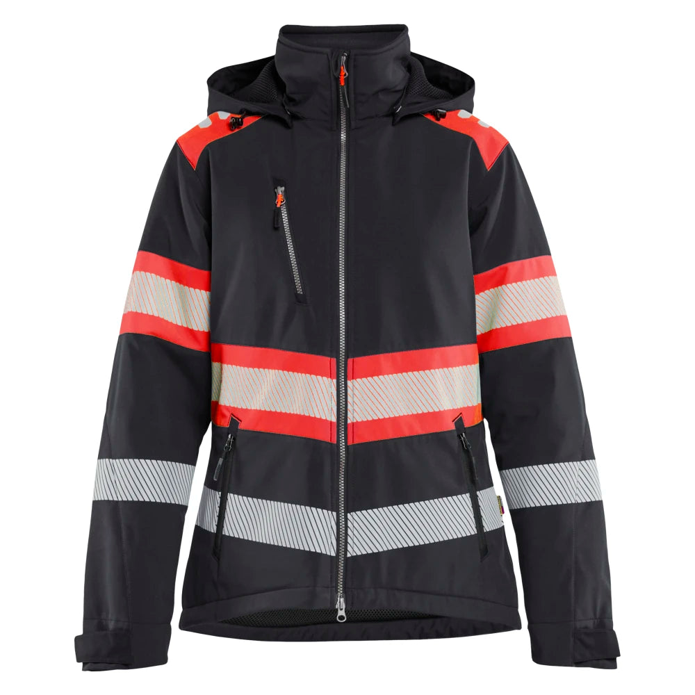Blaklader 4406 2513 Dames Lichtgewicht Softshell Jack Gevoerd High Vis Zwart High Vis Rood