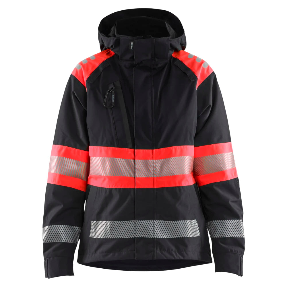Blaklader 4430 1977 Dames Shell Jack High Vis Zwart High Vis Rood